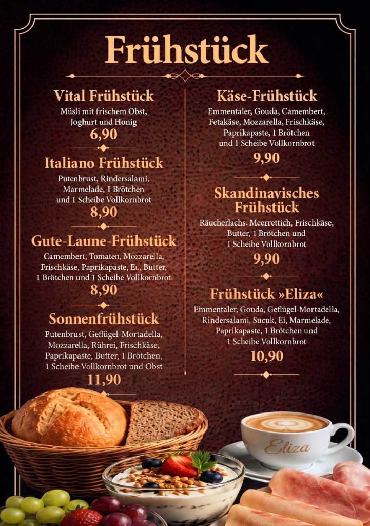 Frühstückskarte Seite 2 (Frühstücks-Variationen)