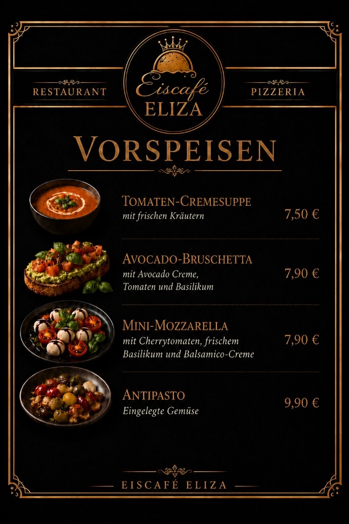 Speisekarte Pizzeria Eliza – Vorspeisen