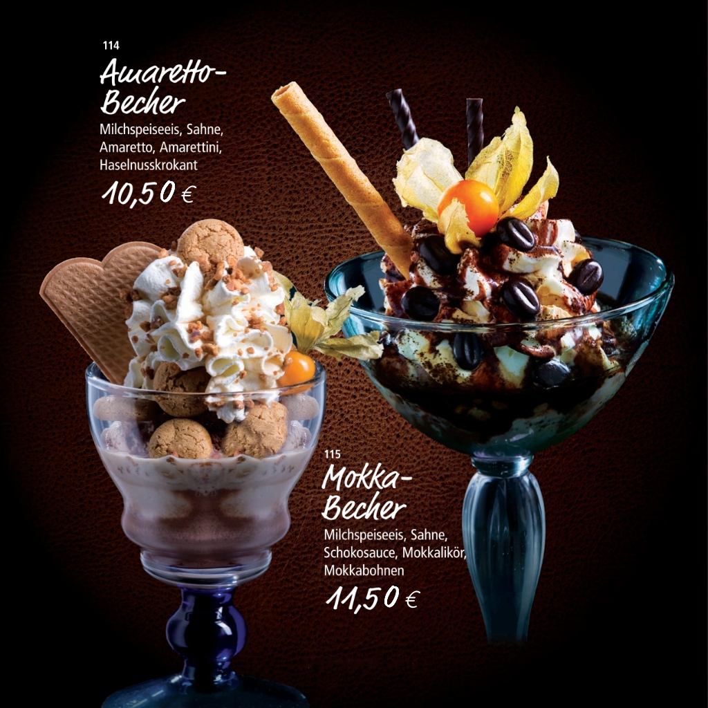 Eisbecher-Spezialitäten (Amaretto- & Mokka-Becher)